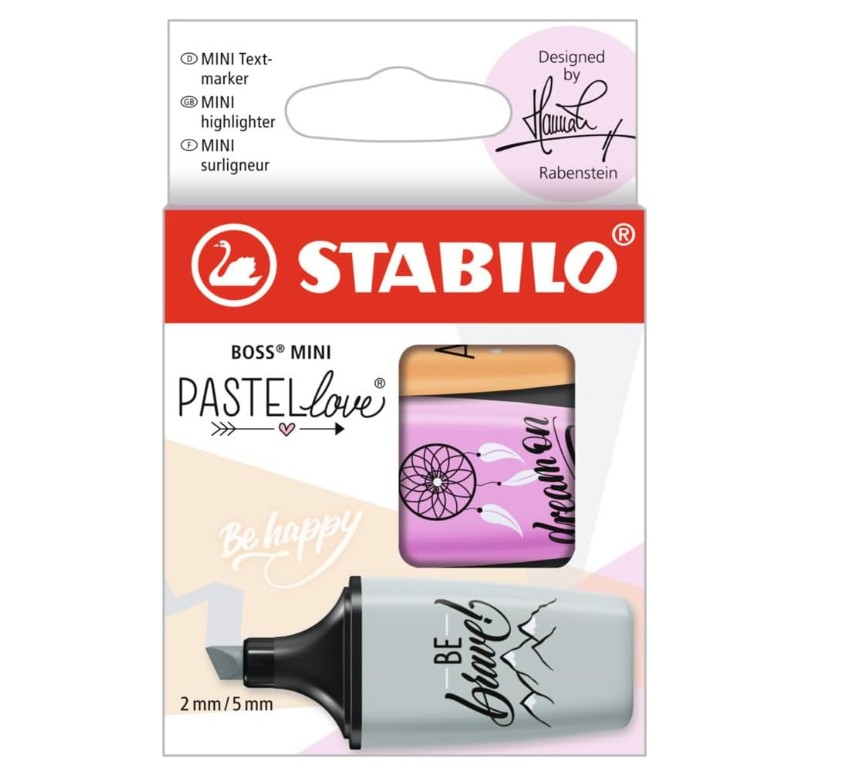 Pochette 3 marqueurs fluo STABILO boss mini