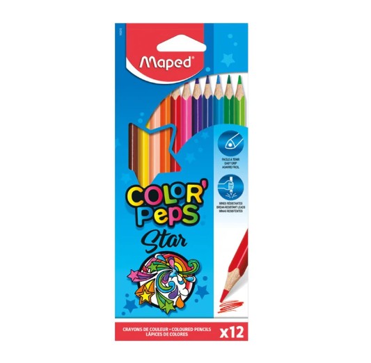 Crayons de 12 couleurs MAPED star