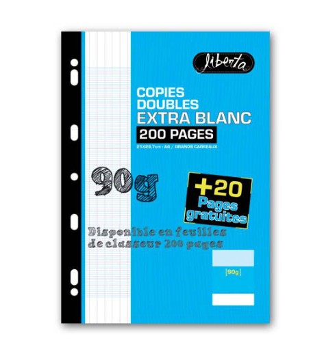 Doubles feuilles perforées 200p + 20p Gratuites Liberta 90g