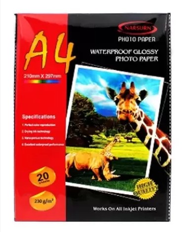 20 feuilles de papier photo 230 g/m2 NARSURN