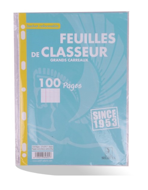 Recharge Classeur PM Blanc SELECTA 100P