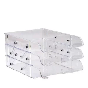 Corbeille à courrier transparent 3 étages plastique Ark