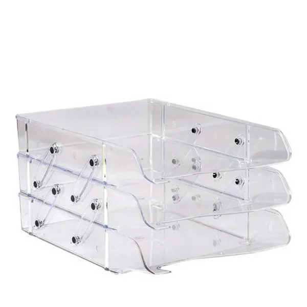Corbeille à courrier transparent 3 étages plastique Ark