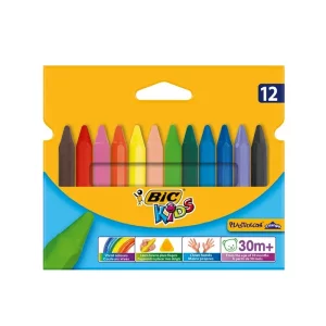 Crayons à la cire de 12 couleurs Bic Plastidecor Triangle