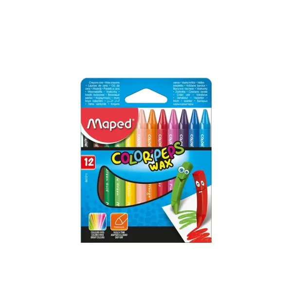 Crayons à la cire de 12 couleurs Maped Wax