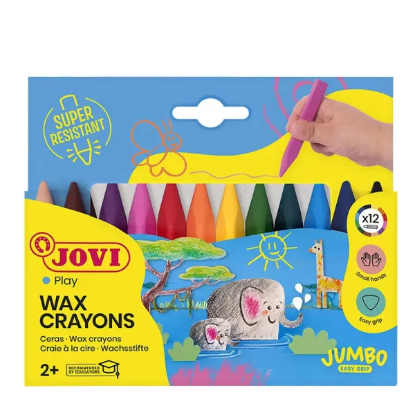 Mini crayons à la cire de 12 couleurs JOVI Triwax