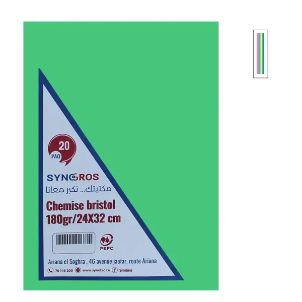 Paquet de 20 chemises bristol cartonnées Synogros