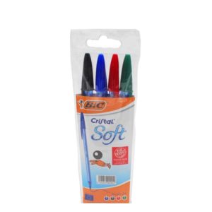 Pochette 4 stylos à bille BIC cristal soft