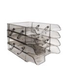 Corbeille à courrier quatre étages en plastique transparent