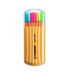 Pochette 20 stylos (5 néon) point fine STABILO zerbui
