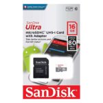 Carte Mémoire SANDISK Ultra 16Go 80Mo/s Classe 10