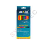 Crayons de 12 couleurs neon/fluo BEKER