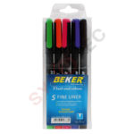 Pochette 5 stylos à bille BEKER fine liner