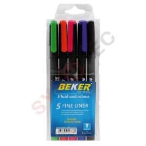 Pochette 5 stylos à bille BEKER fine liner