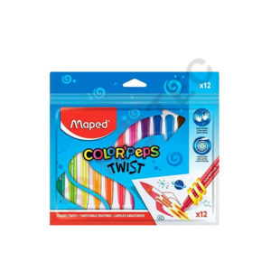 Crayons à la cire de 12 couleurs TWIST MAPED
