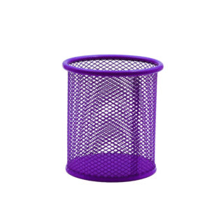 Pot à stylos violet en métal