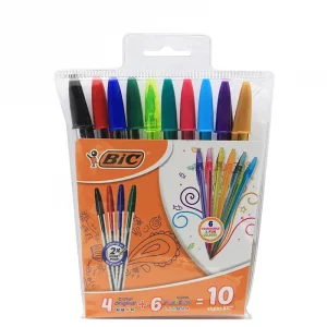 Pochette de 10 stylos à bille Bic ( 4 original et 6 Fashion )