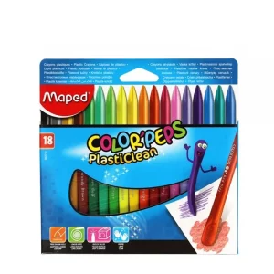 Crayons à la cire de 18 couleurs MAPED plasticlean