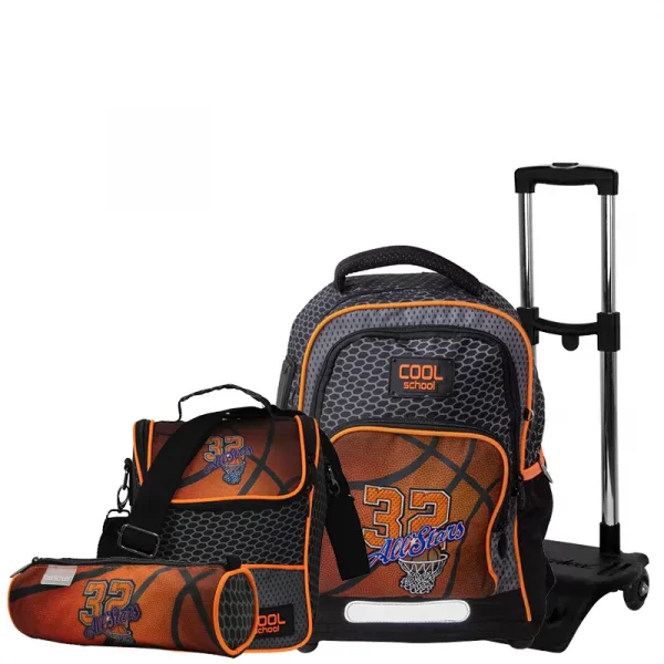 Sac à dos avec 3 accessoires ( Trousse + Panier + Chariot ) Cool School Basketball
