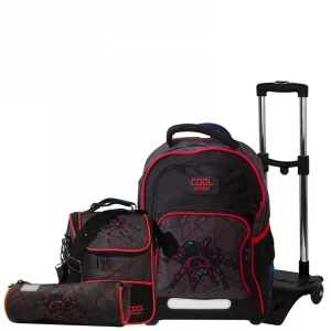 Sac à dos avec 3 accessoires ( Trousse + Panier + Chariot ) Cool School Spider