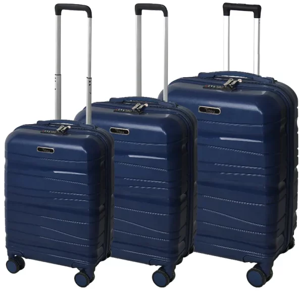 Set de 3 valises incassables Bleu marine avec roues démontables Titou