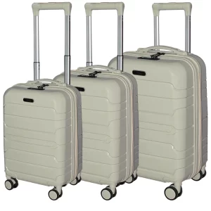 Set de 3 valises incassables crème avec roues démontables Titou