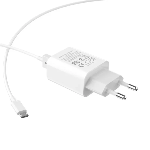 Chargeur HOCO Double Port USB 2,1A Micro Blanc (C62A)