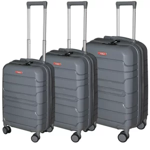 Set de 3 valises incassables grises avec roues démontables Titou