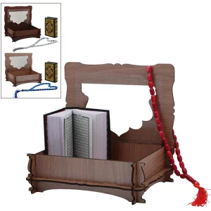 Livre Coran avec boite en bois et Sebha