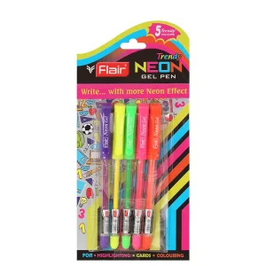 Pochette de 5 stylos gel Flair Néon