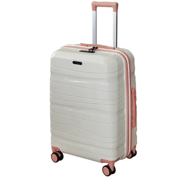 Set de 3 valises incassables Blanc sable Saumon avec roues démontables Titou