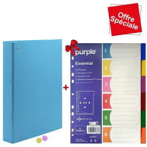 Classeur rigide avec inter séparation de 6 couleurs Purple