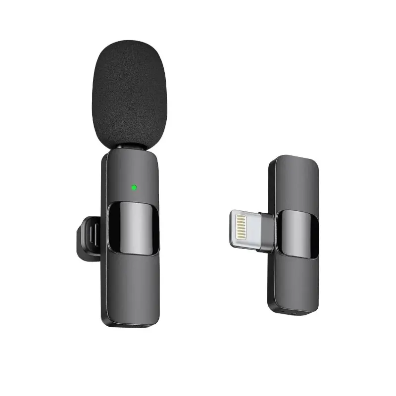Microphone cravate sans fil PULUZ pour iPhone / iPad, récepteur 8 broches  (noir)
