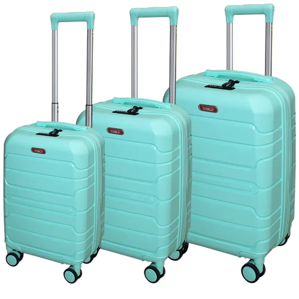 Set de 3 valises incassables Bleu Chewing-gum avec roues démontables Titou