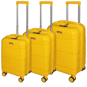 Set de 3 valises incassables Jaune GM avec roues démontables Titou