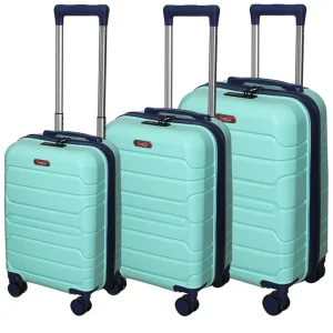 Set de 3 valises incassables Vert Chewing Gum Turquoise GM avec roues démontables Titou
