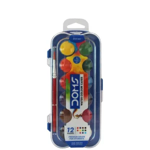 Aquarelle de 12 couleurs avec pinceau Doms