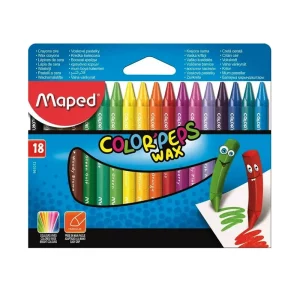 Crayons à la cire de 18 couleurs Maped Wax