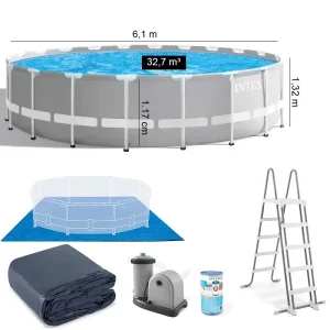 Piscine Intex Prism Frame Rond 6.10 x 1.32 m #26756NP avec accessoires