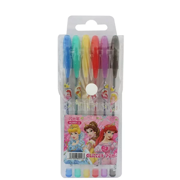 Pochette de 6 stylos gel à paillettes HL8901-6