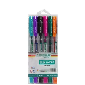 Pochette de 6 stylos gel à paillettes Hauser Dream Sparkle