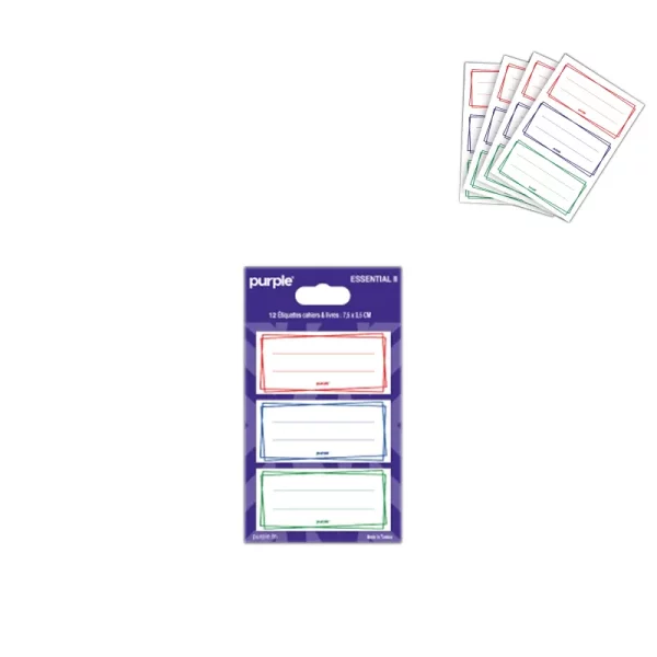 12 Étiquettes scolaire autocollantes Essential Purple